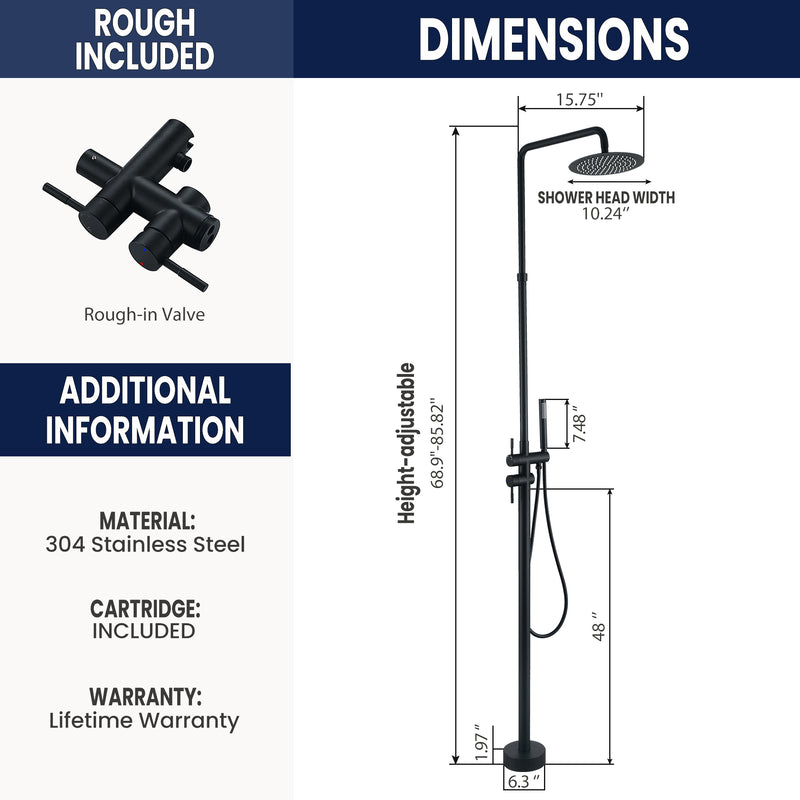 Stainless Steel Freestanding Outdoor Shower