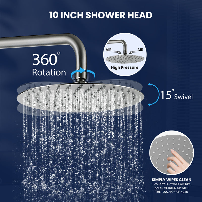 Outdoor Shower Fixture with SUS 304 Stainless Steel 10 Inch Rainfall Shower Head