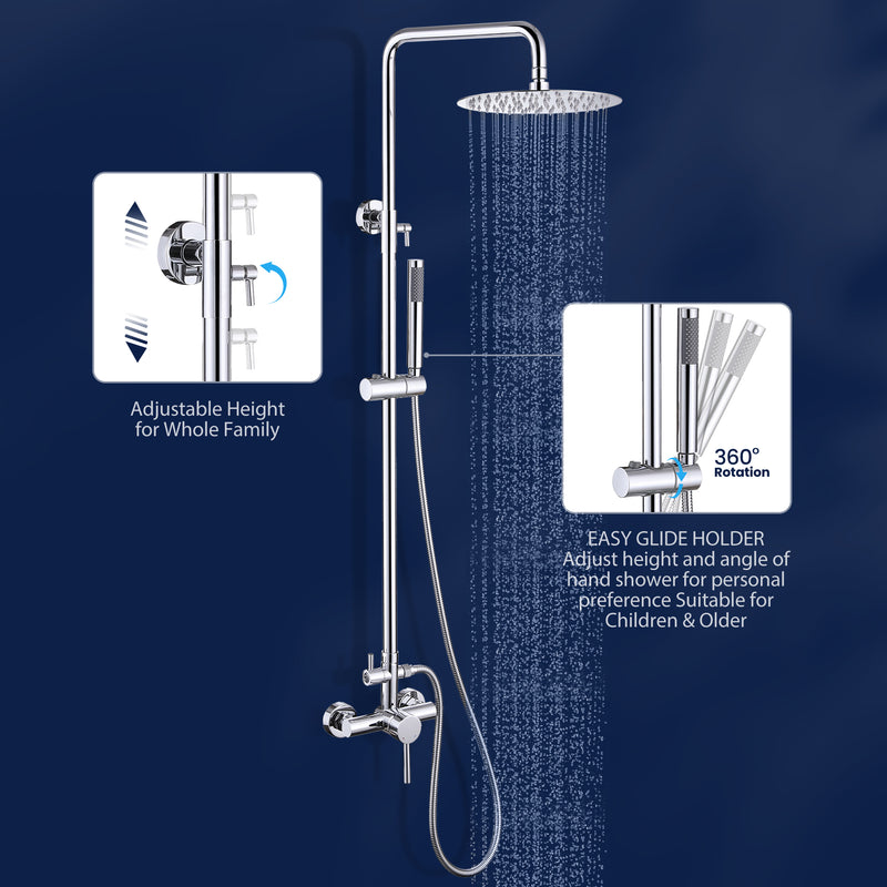 Outdoor Shower Fixture with SUS 304 Stainless Steel 10 Inch Rainfall Shower Head