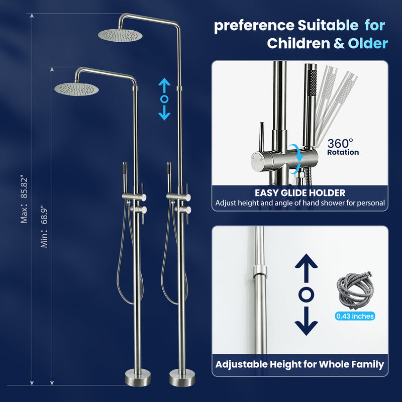 Stainless Steel Freestanding Outdoor Shower