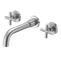 Wall Mount 2 Handle 3 Hole Bathroom Sink Faucet