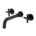 Wall Mount 2 Handle 3 Hole Bathroom Sink Faucet