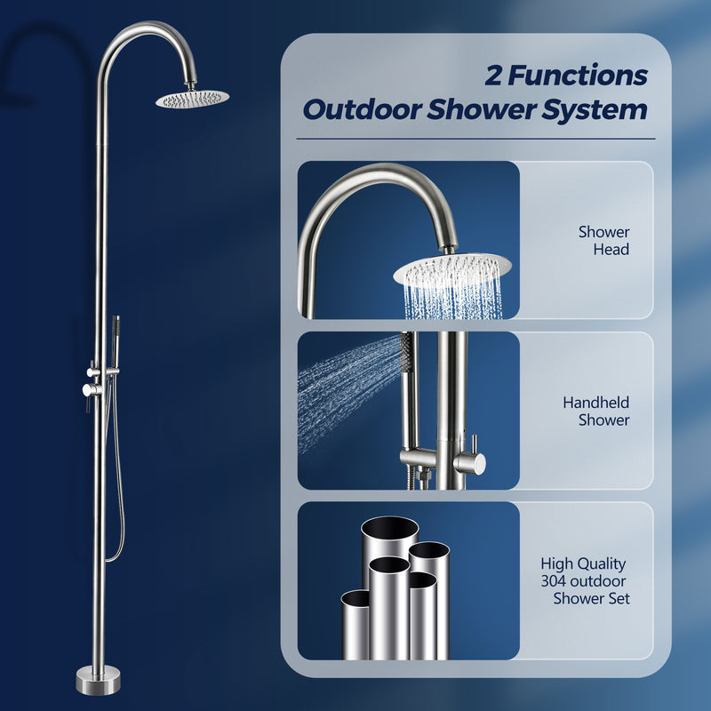 Freestanding Outdoor Shower Panel With Hand Shower