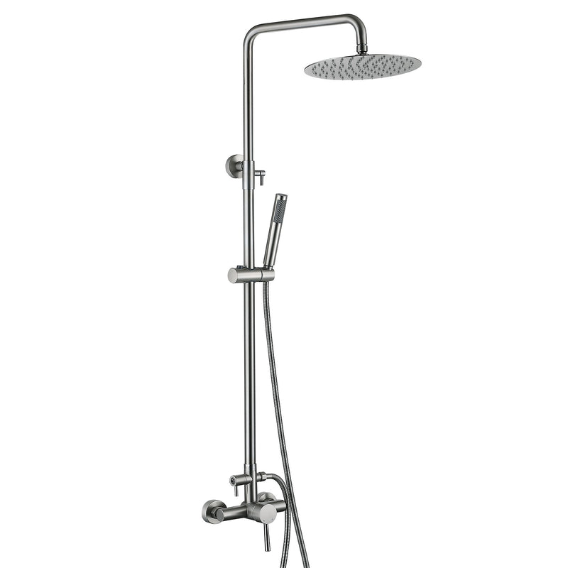 Outdoor Shower Fixture with SUS 304 Stainless Steel 10 Inch Rainfall Shower Head