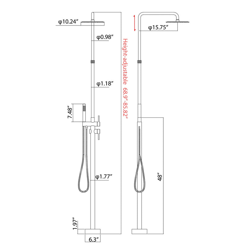 Stainless Steel Freestanding Outdoor Shower