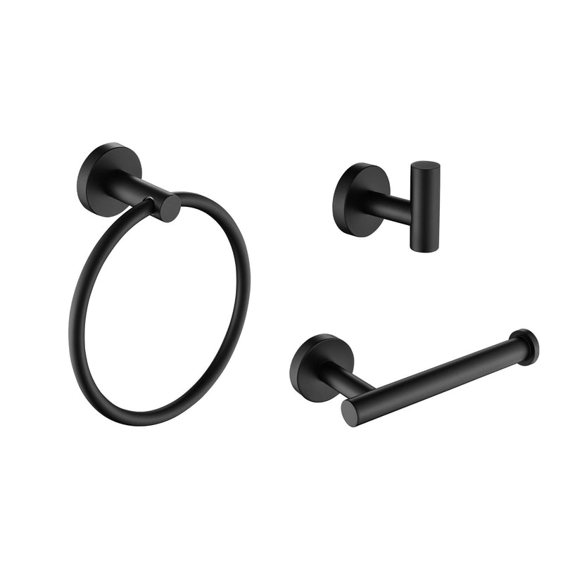 3 Pieces Matte Black Bathroom Hardware Accessories Set