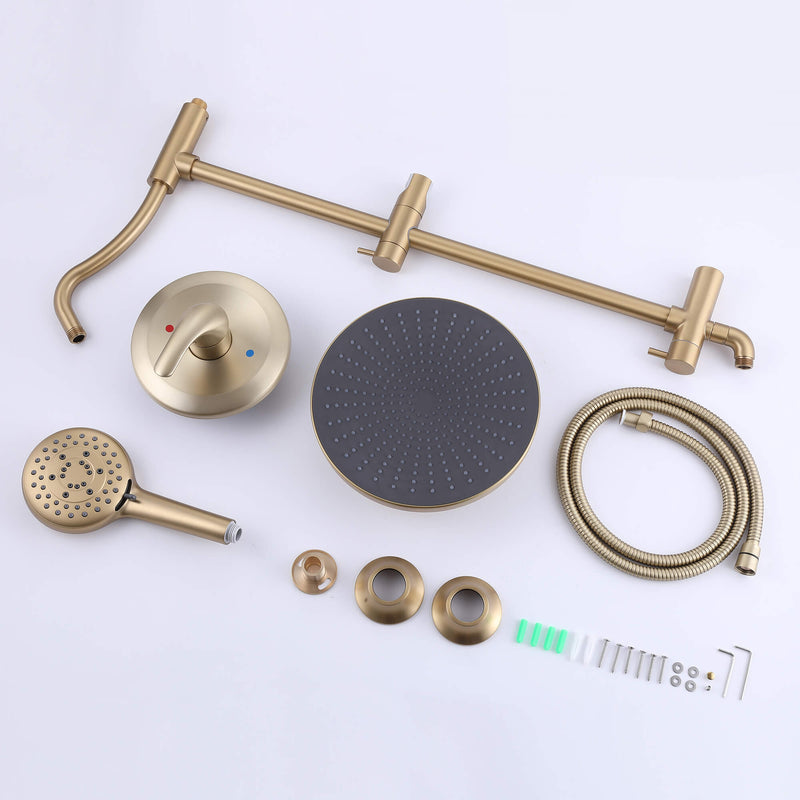 Gold Shower Fixtures Complete Shower System with Shower Head with Handheld High Pressure