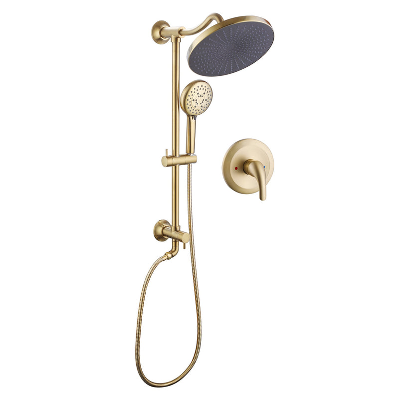 Gold Shower Fixtures Complete Shower System with Shower Head with Handheld High Pressure